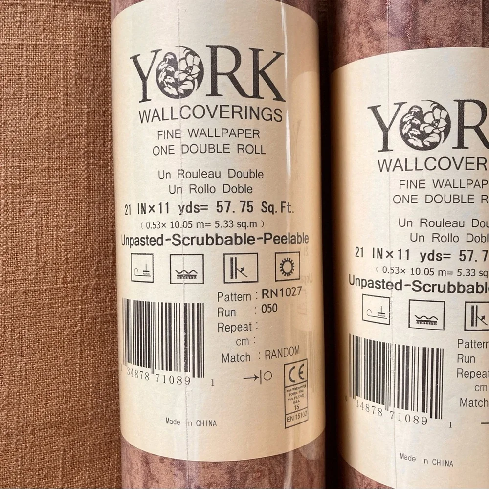 York Wallcoverings sueded cork wallpaper RN1027 115.5 sq ft.